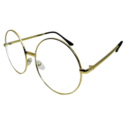 Gold Clear Lens Circle Glasses - Non Prescription
