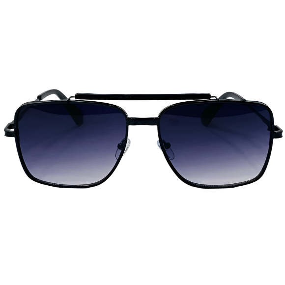 Black Lens Square Aviator Sunglasses