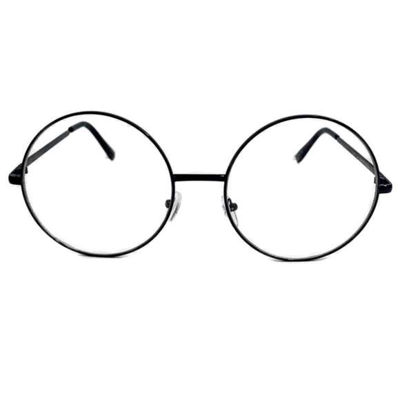 Oversize Black Clear Lens Circle Glasses