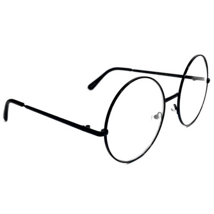 Oversize Black Clear Lens Circle Glasses Side View 2