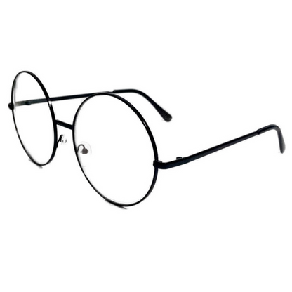 Oversize Black Clear Lens Circle Glasses Side View 1