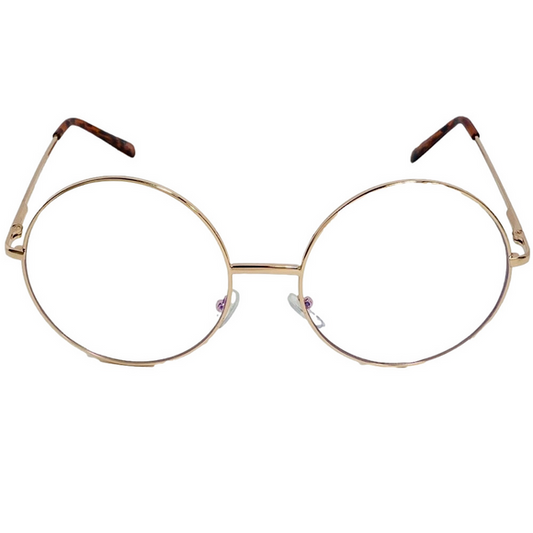 Gold Round Clear Lens Blue Light Blocking Glasses