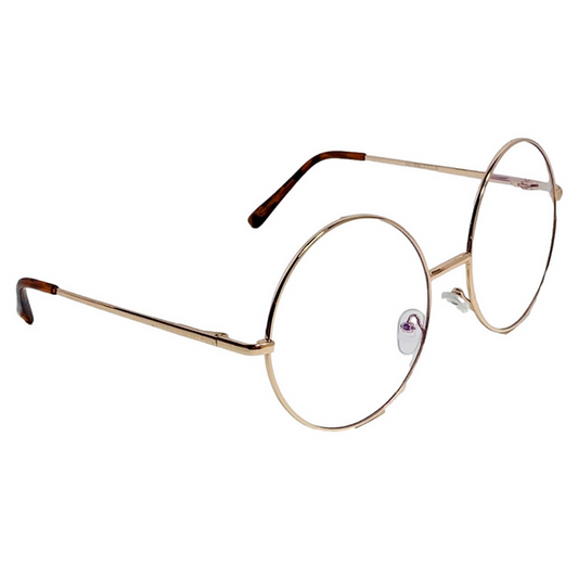 Gold Round Clear Lens Blue Light Blocking Glasses