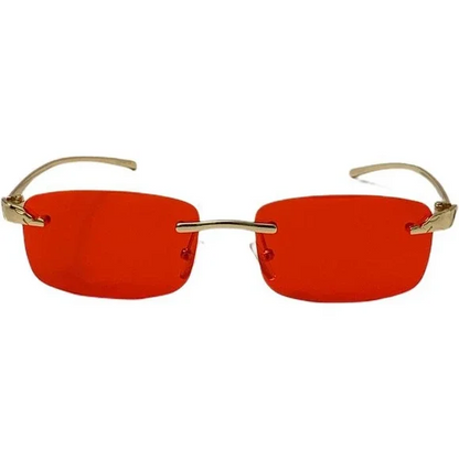 6124 | Rimless Rectangle Lens Sunglasses with Color Lenses