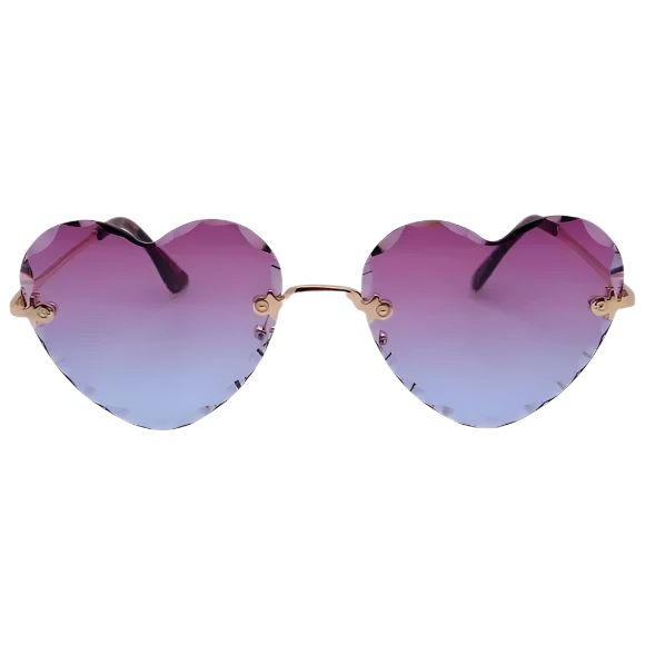 Purple/Pink Rimless Heart Sunglasses