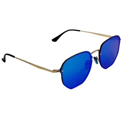 6069 | Mirrored Lens Hexagon Sunglasses