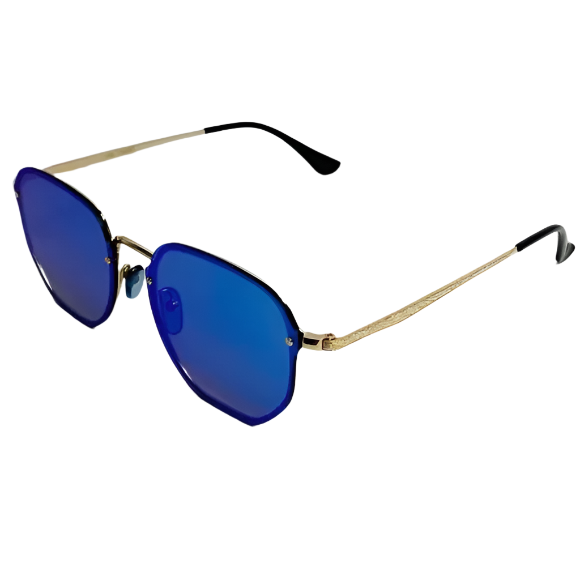 6069 | Mirrored Lens Hexagon Sunglasses