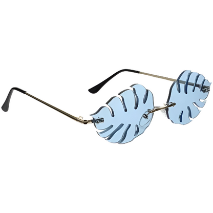 Blue Novelty Rimless Leaf Sunglasses