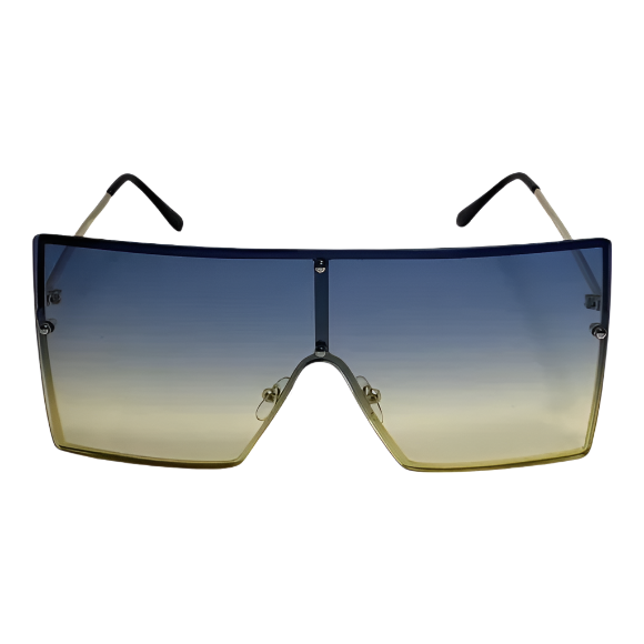 Blue/Yellow Rimless Large Square Sunglasses