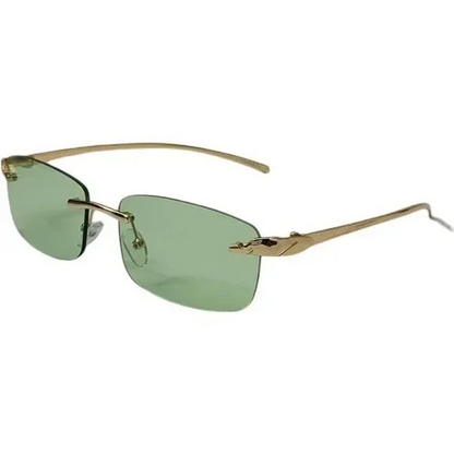 6124 | Rimless Rectangle Lens Sunglasses with Color Lenses