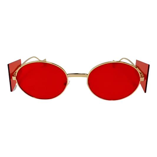 Red Oval Lens Sunglasses with Side Blinders