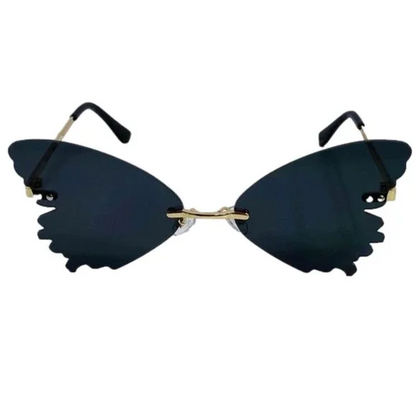 Black Butterfly Wing Rimless Sunglasses