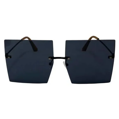 Black Rimless Large Square Sunglasses