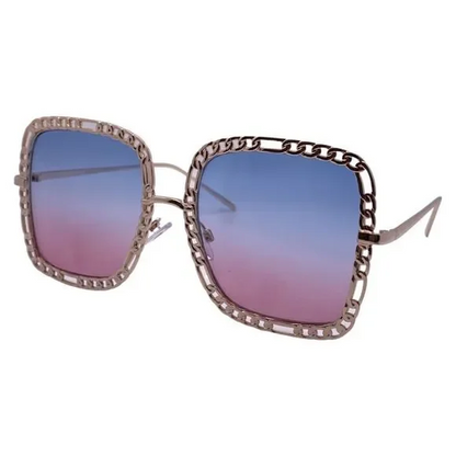 Purple/Pink Chain Accented Ladies Sunglasses