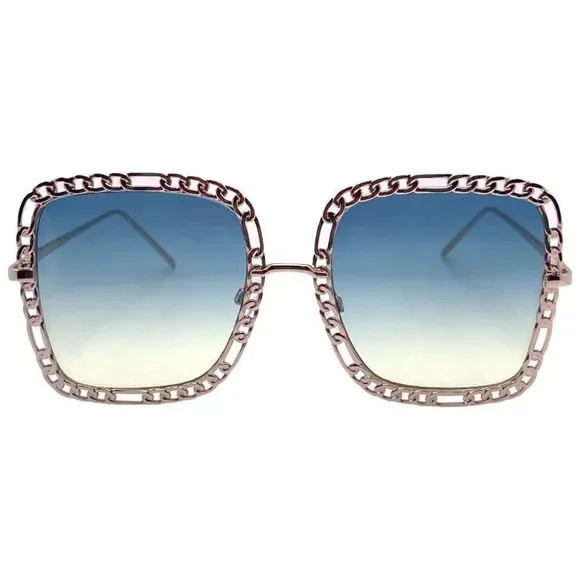 Green/Yellow Chain Accented Ladies Sunglasses