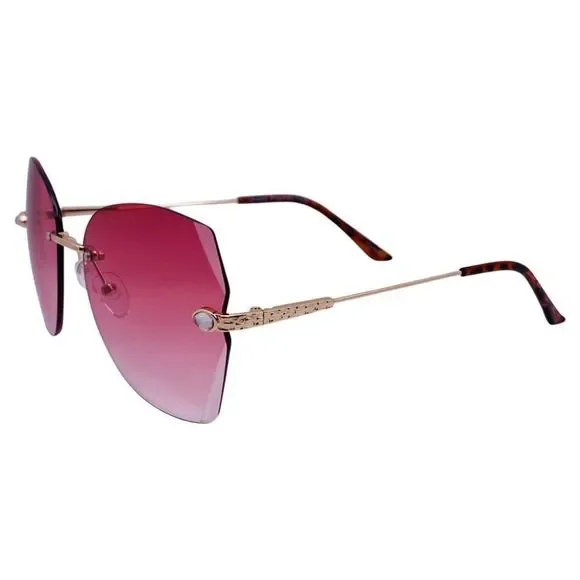 Pink Rimless Ladies Butterfly Sunglasses