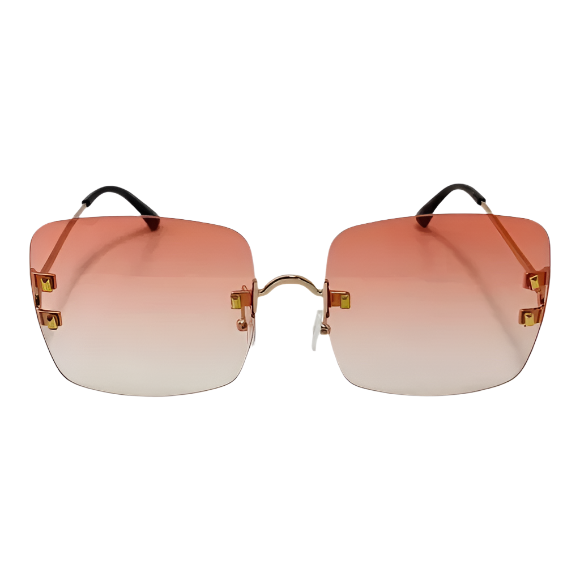 Red Rimless Square Sunglasses