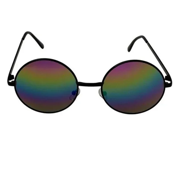Black Rainbow Lens Circle Sunglasses
