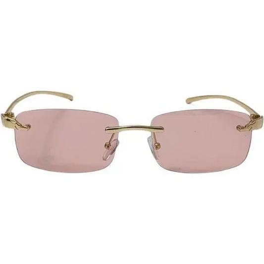 6124 | Rimless Rectangle Lens Sunglasses with Color Lenses