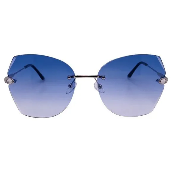 Blue Rimless Ladies Butterfly Sunglasses
