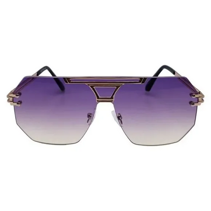 Purple/Yellow Rimless Hexagon Sunglasses