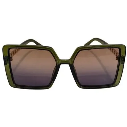 Green Ladies Sunglasses with Metal Accented Arms