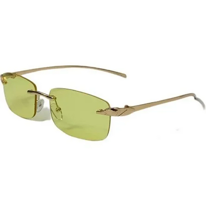 6124 | Rimless Rectangle Lens Sunglasses with Color Lenses