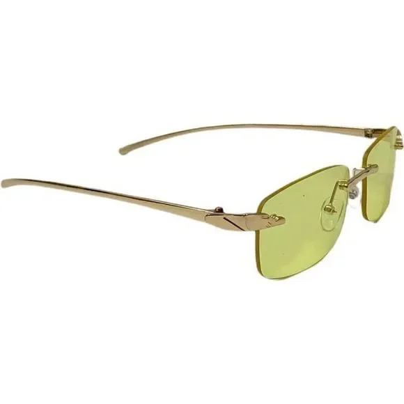 6124 | Rimless Rectangle Lens Sunglasses with Color Lenses