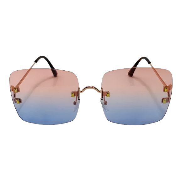 Red/Blue Rimless Square Sunglasses