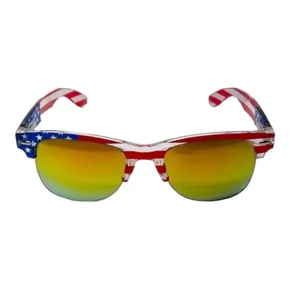 Gold Mirror Lens American Flag Sunglasses
