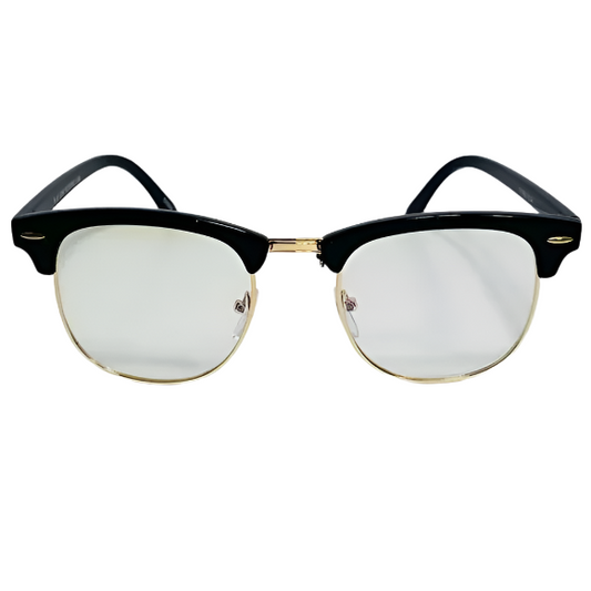 Black/Gold Half Frame Blue Light Blocking Glasses