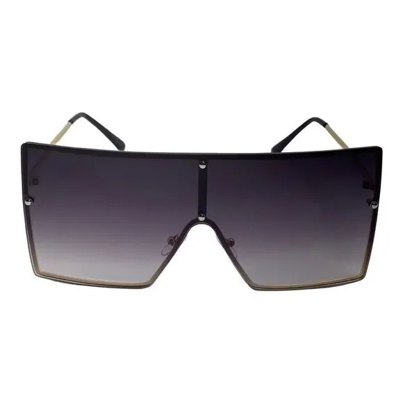 Black Rimless Large Square Sunglasses