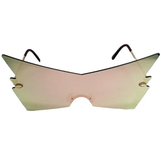 Rose Gold Mirror Lens Shield Sunglasses