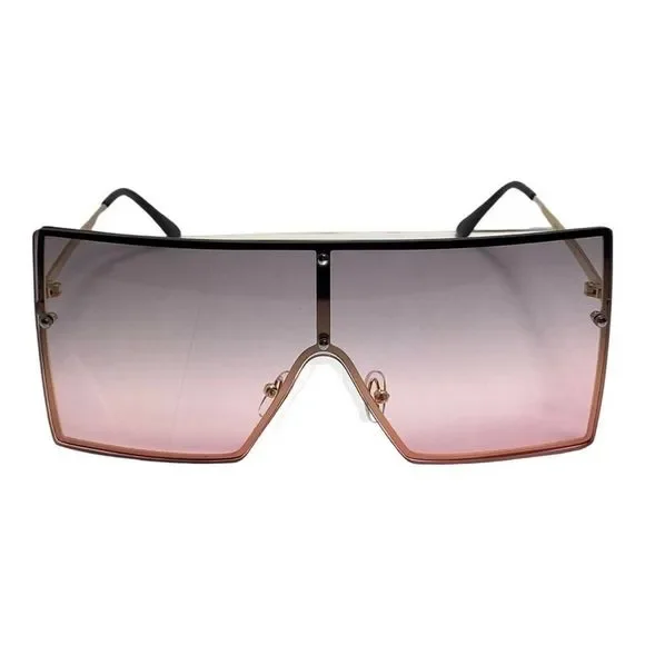 Pink Rimless Large Square Sunglasses