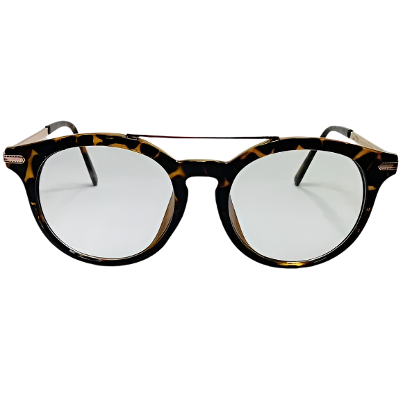 Tortoise/Gold Round Lens Clear Lens Glasses