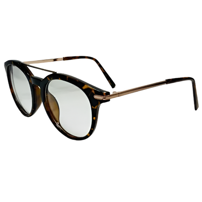 Tortoise/Gold Round Lens Clear Lens Glasses