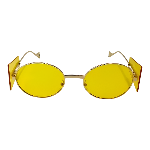 Yellow Oval Lens Sunglasses with Side Blinders