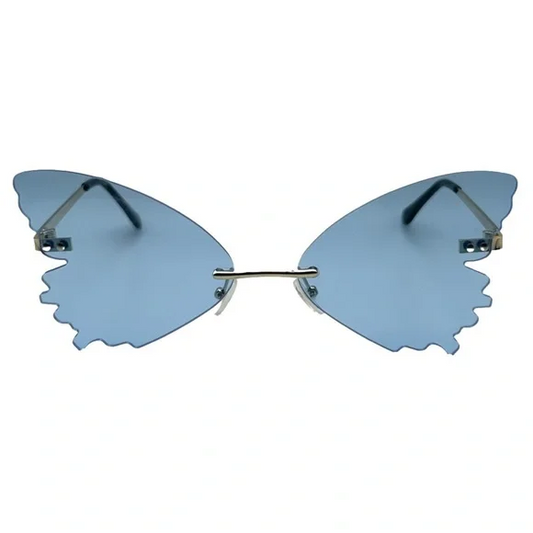 Blue Butterfly Wing Rimless Sunglasses