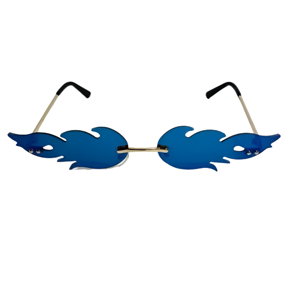 Blue Mirror Flame Novelty Sunglasses