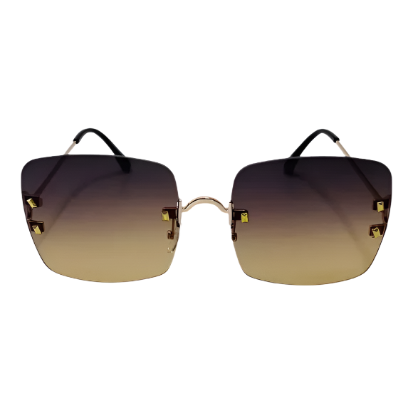 Brown RImless Square Sunglasses