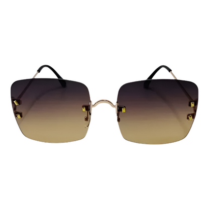 Brown RImless Square Sunglasses