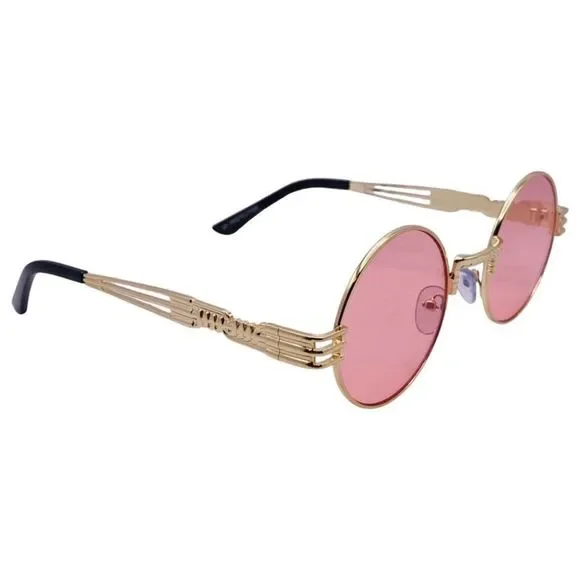 6146 | Round Steampunk Sunglasses with Spring Accents