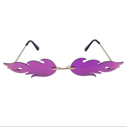 Purple Mirror Flame Novelty Sunglasses