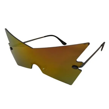 Gold Mirror Lens Shield Sunglasses
