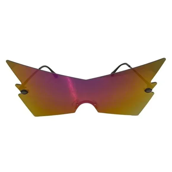 Gold Mirror Lens Shield Sunglasses