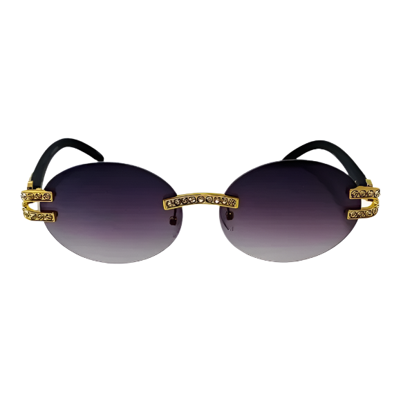 Gold/Black Rimless Oval Sunglasses