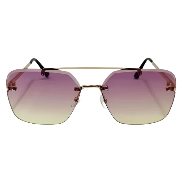 Purple/Yellow Two Tone Square Rimless Sunglasses