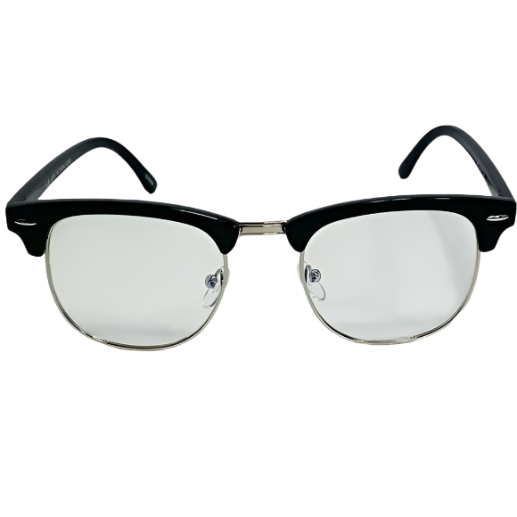 Black/Silver Half Frame Blue Light Blocking Glasses