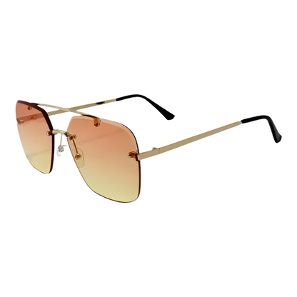 Sunset Two Tone Square Rimless Sunglasses