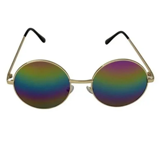Gold Rainbow Lens Circle Sunglasses